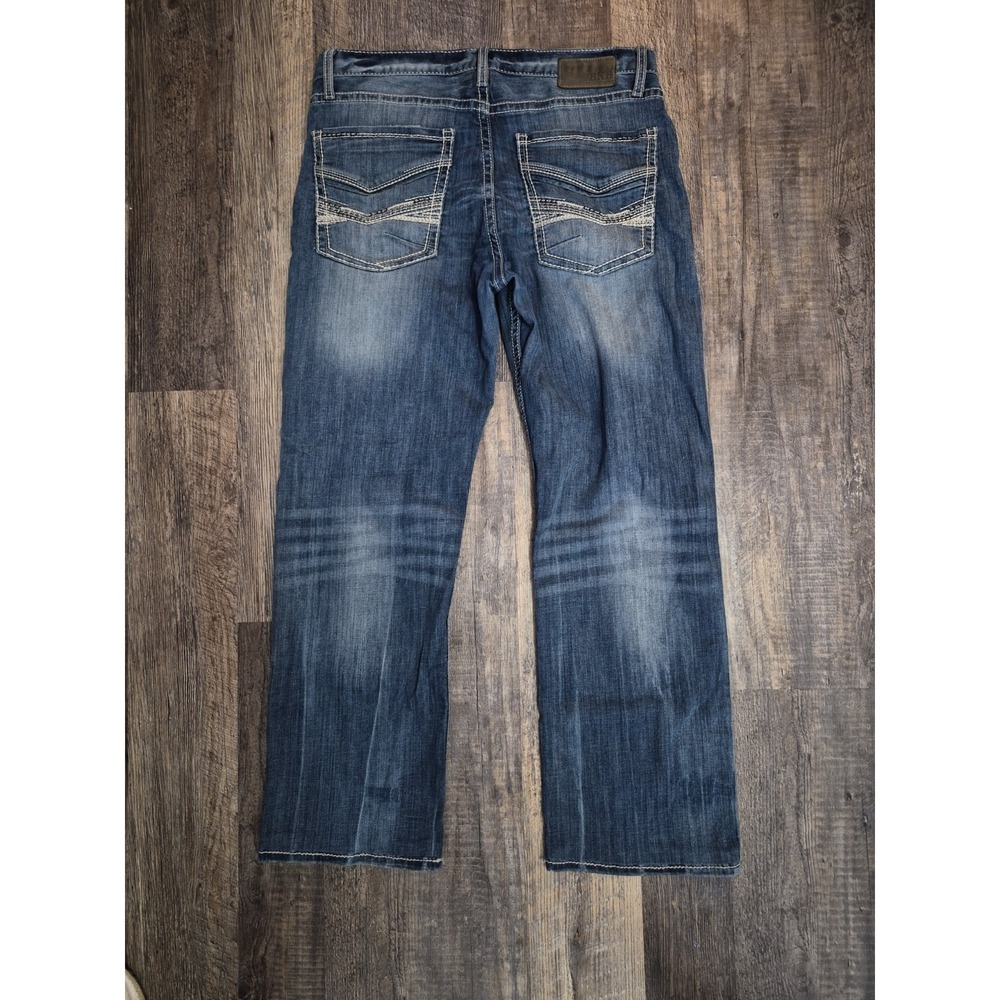 BKE Jake Straight Stretch Jeans Mens 34R (34x30) Medium Wash Light Distressed - Picture 5 of 11